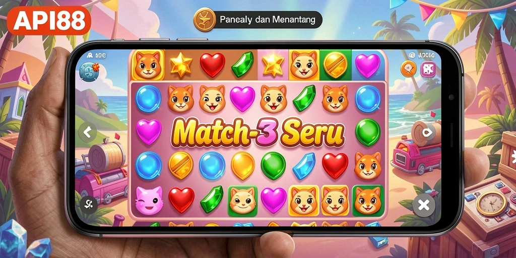 Tampilan menarik dari gameplay seru match-3 API88.
