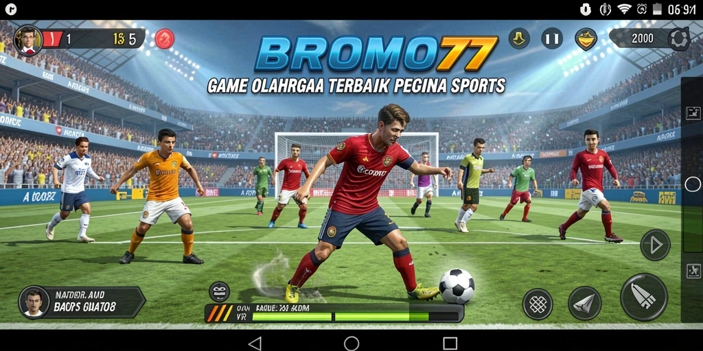 Screenshot BROMO77 menampilkan aksi seru di lapangan olahraga.