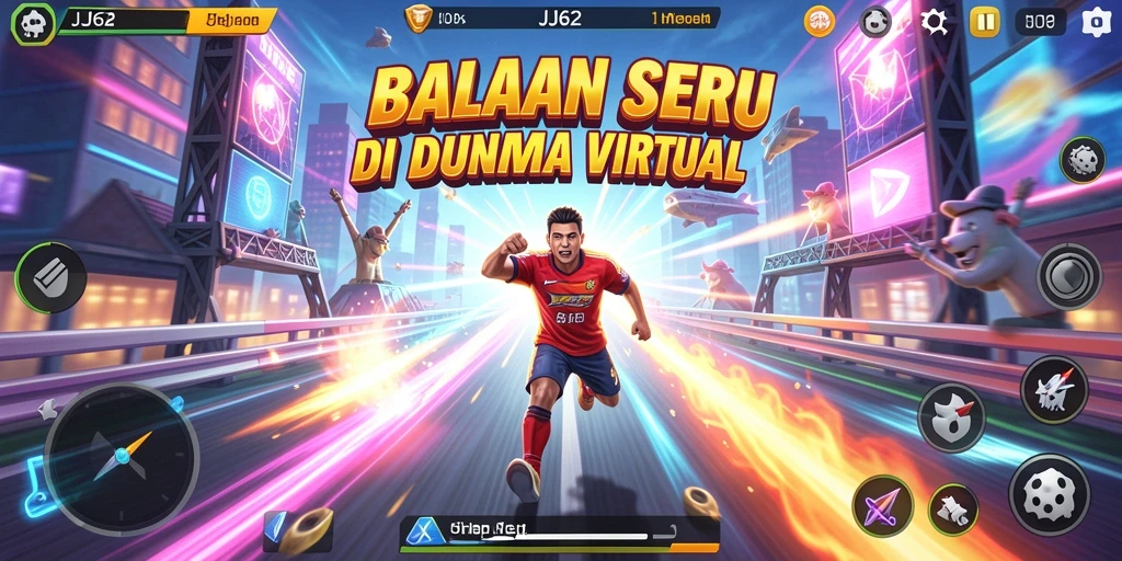 Tangkapan layar gameplay JJ62 menunjukkan aksi balapan yang mendebarkan.
