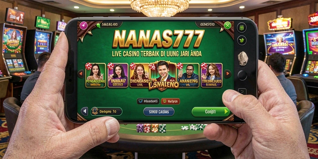 Tampilan utama NANAS777 menampilkan dealer profesional dalam sesi permainan Live Casino.