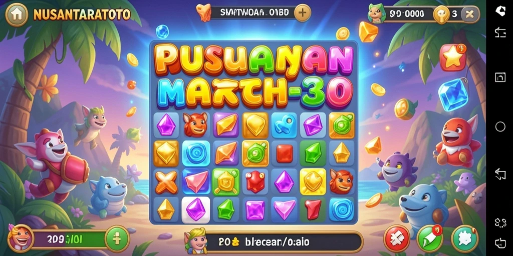 Tangkapan layarnya menunjukkan aksi seru dalam game Match-3.