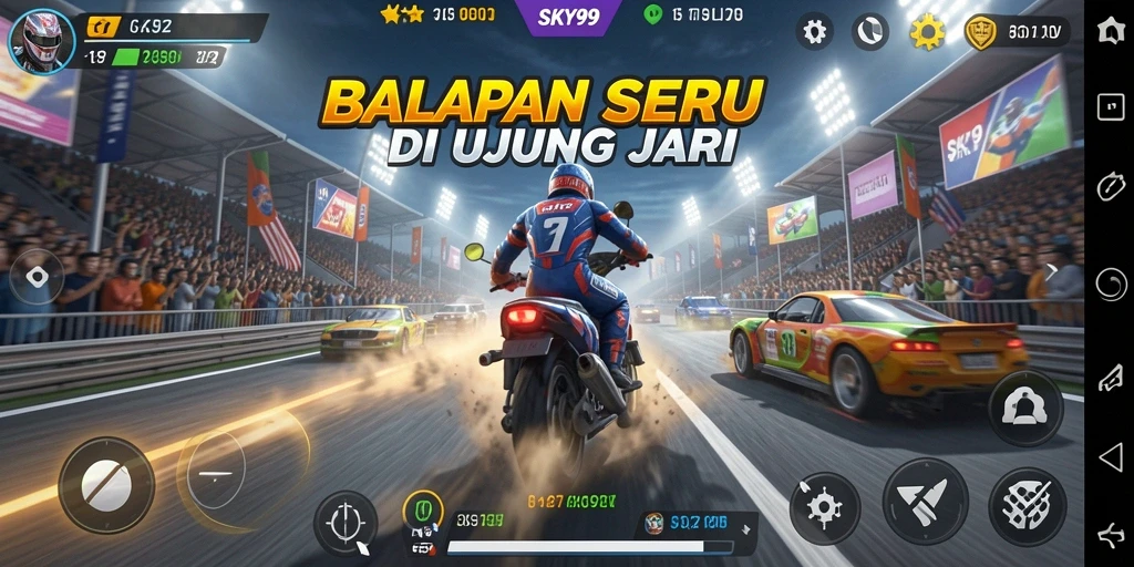 Tampilan gameplay balapan yang mendebarkan di SKY99.