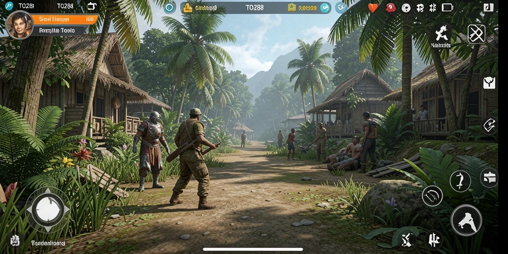 Tampilan gameplay TO288 dengan elemen simulasi kehidupan.
