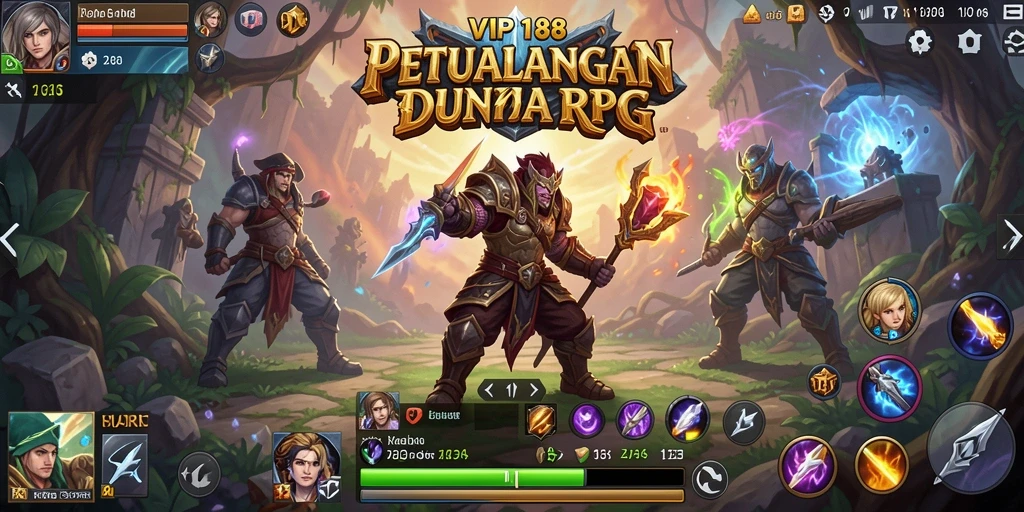 Menampilkan aksi seru dalam petualangan RPG VIP188.